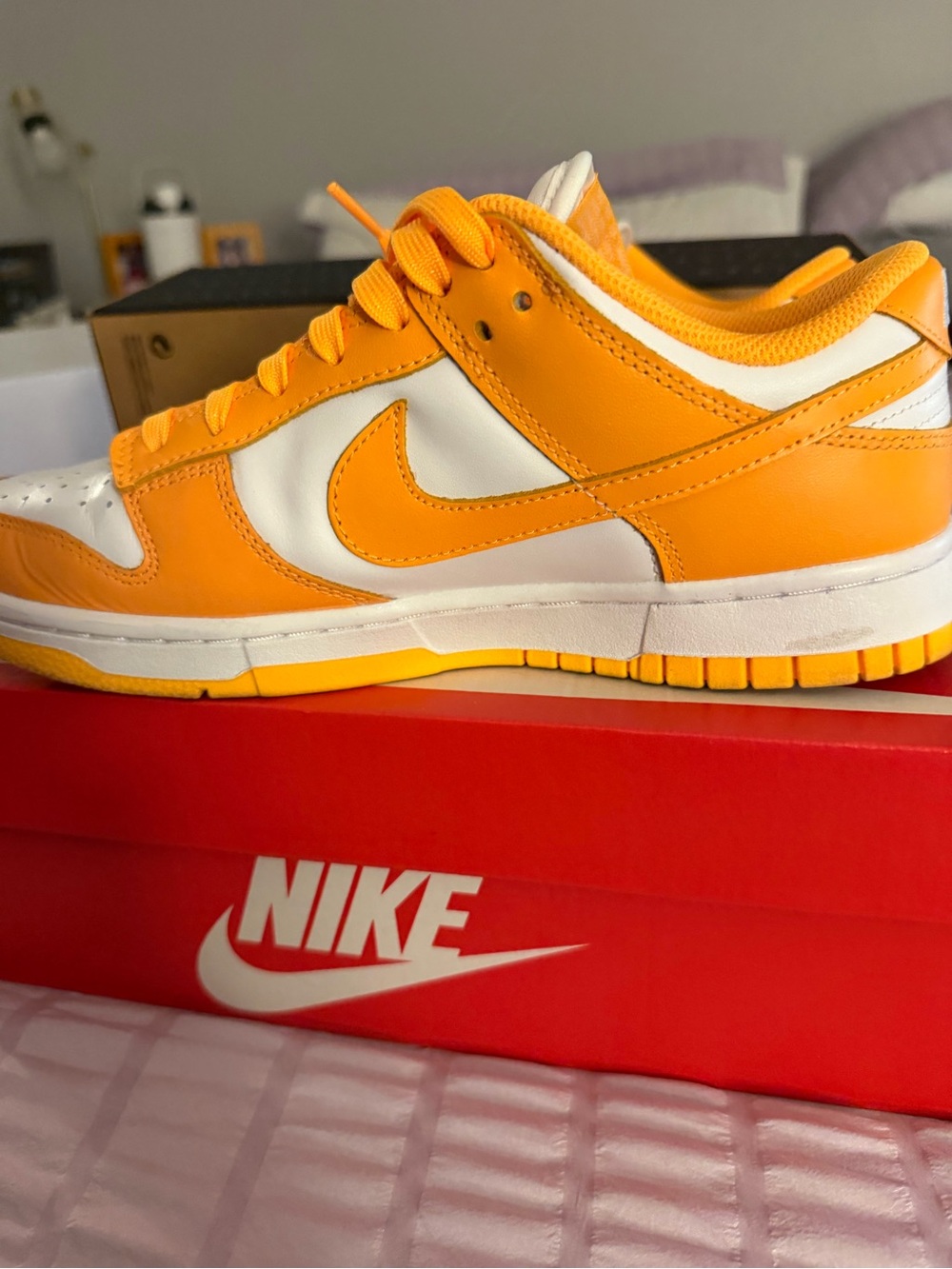 Nike Women's Orange and White Low-Top Sneakers - Picture 2 of 6